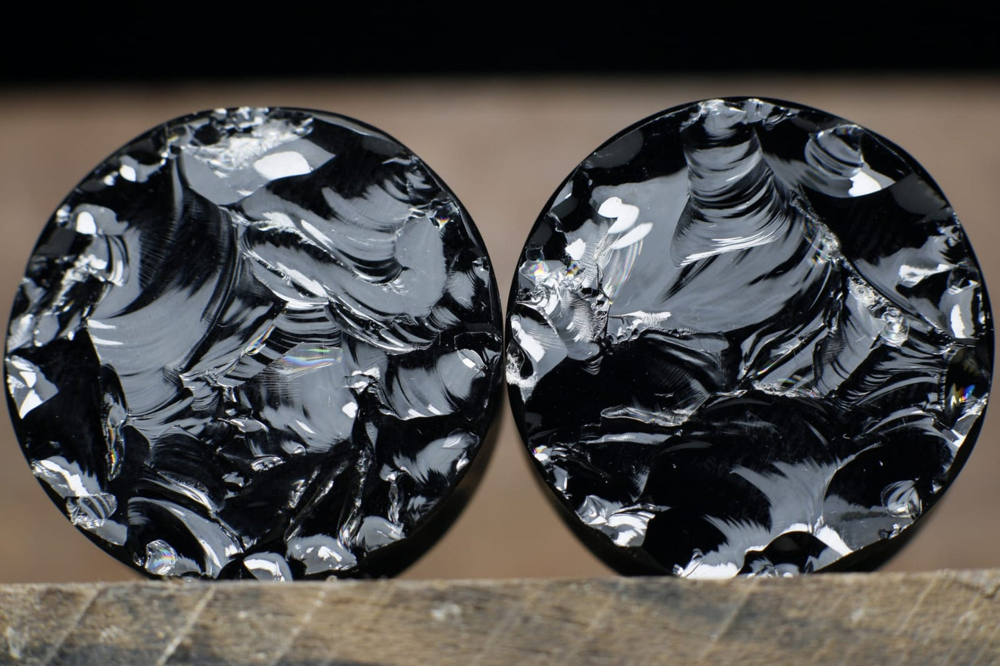 Knaped face obsidian plugs - Made to order