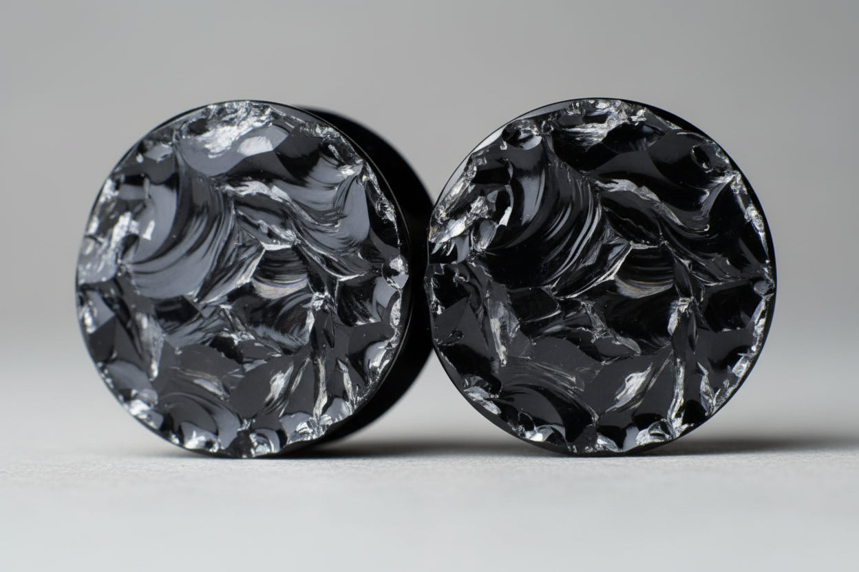 Plugs de obsidiana con cara natural - Mandar a fabricar