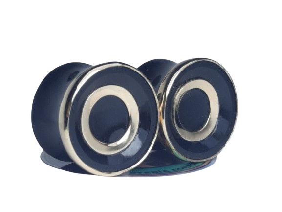 Black obsidian plugs with bezel and golden band inlay - Made to order