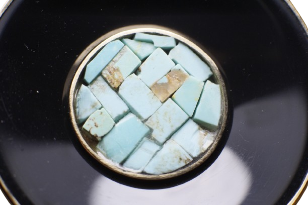 Orejeras de delrin con bisel y mosaico de turquesas - Mandar a fabricar