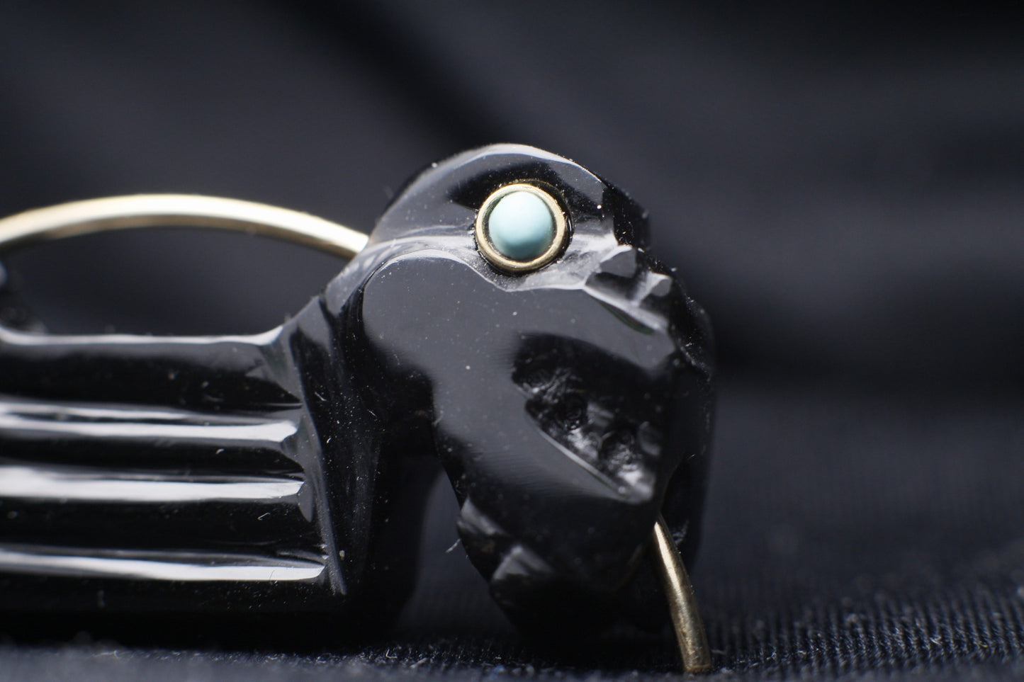 Septum Quetzalcoatl Obsidian/Turquoise/Tumbaga -Made to order
