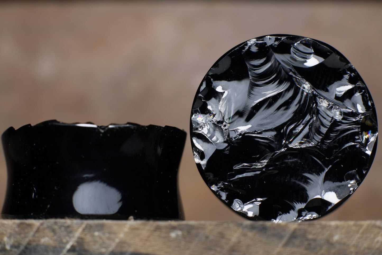 Knaped face obsidian plugs - Made to order