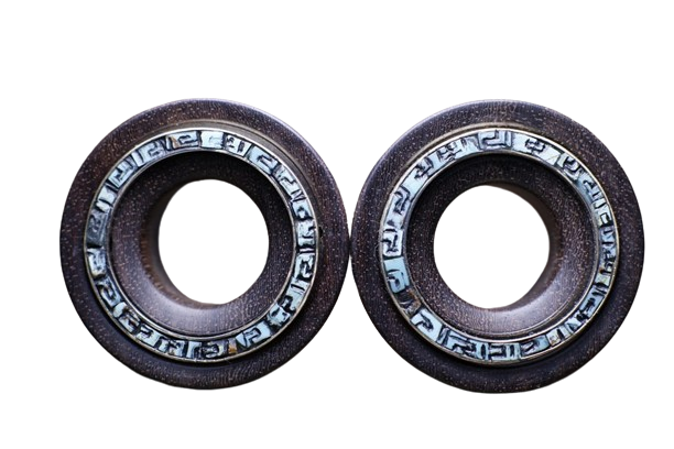 Katalox, turquoise and engraved grecas on it mayan flare - Made to order