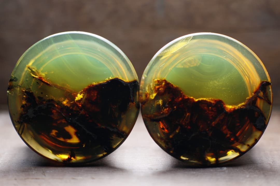 Chiapas Amber Mayan Flare Plugs - Made to order