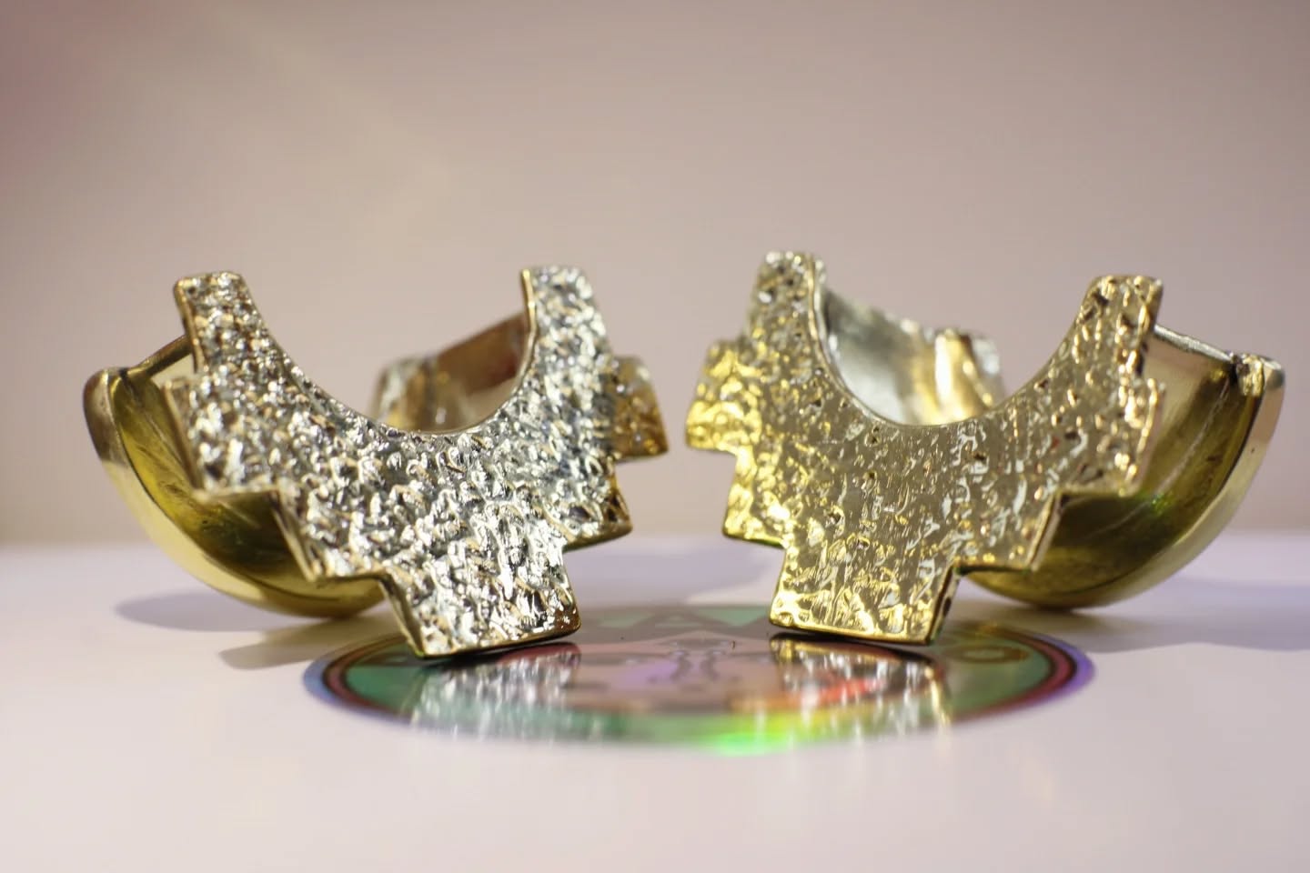 Gold weights with hammered texture - Made to order