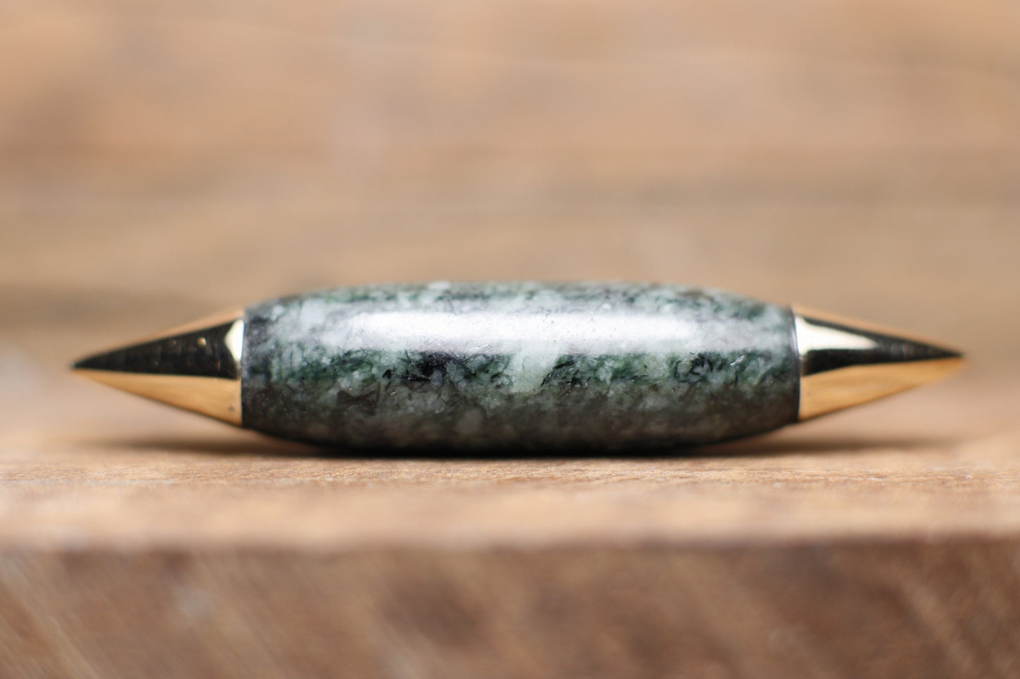 Guatemalan jade septum spike with gold tips - Made to order