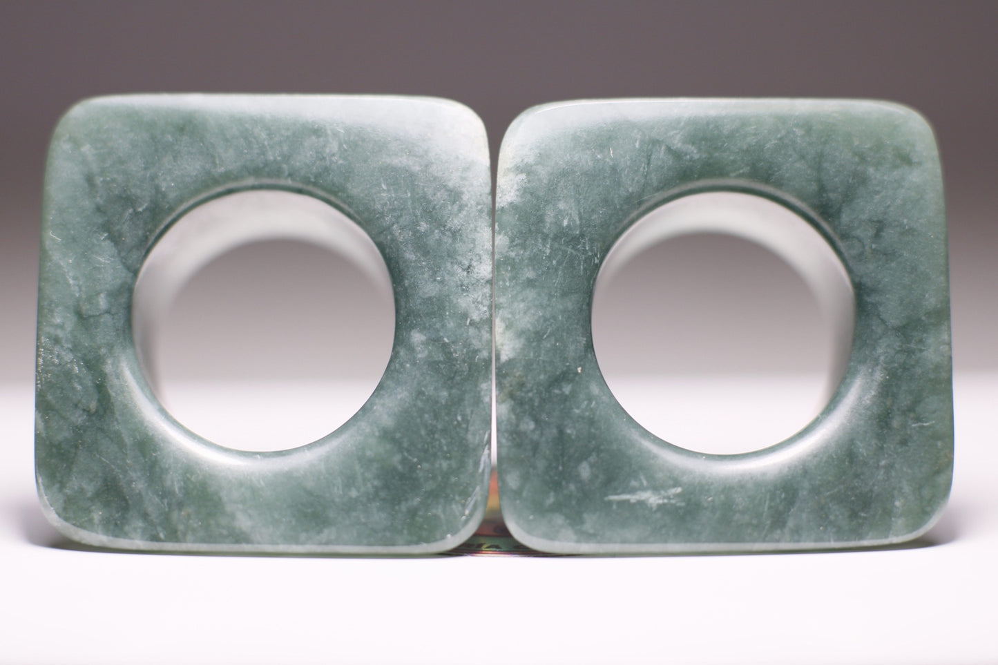 Square blue jade tunnels - Made to order