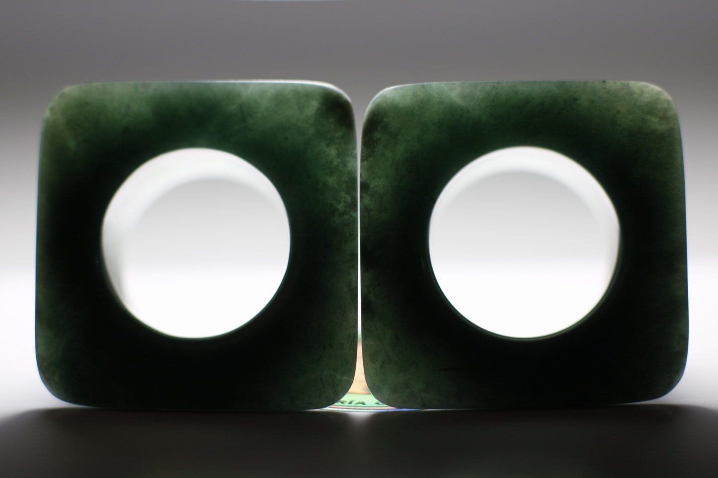 Square blue jade tunnels - Made to order