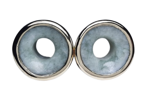 Green jade mayan flare plugs and golden bezel - Made to order