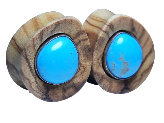 Olive, turquoise and silver teardrops - Made to order