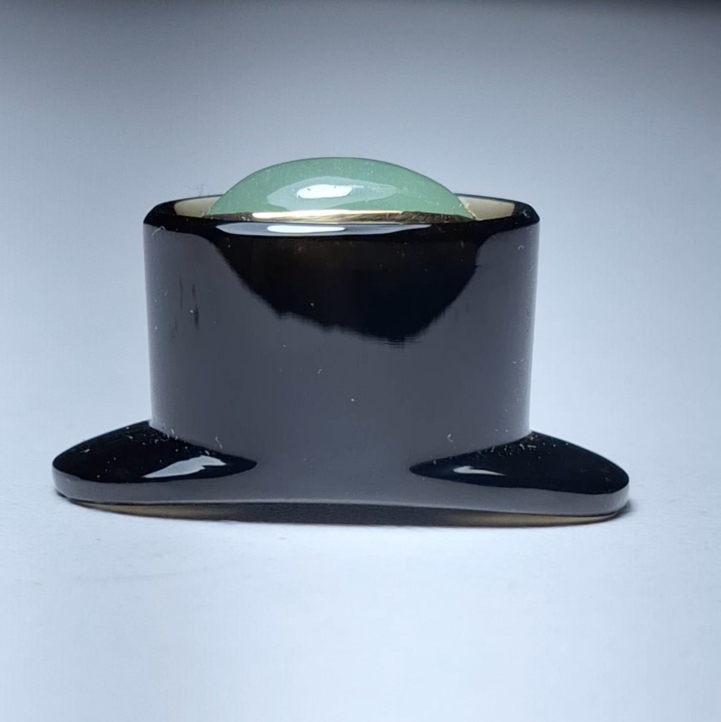 Bezote de Obsidiana negra y cuarzo verde ovalado/bizelado - Mandar a fabricar