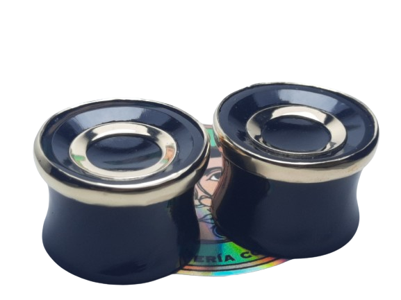 Plugs de obsidiana negra con bisel y liga dorada - Mandar a fabricar