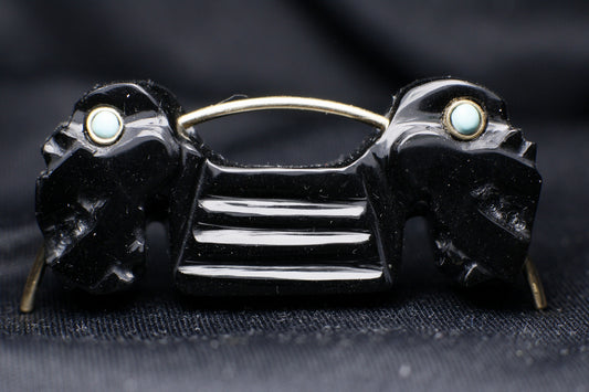 Septum Quetzalcoatl Obsidian/Turquoise/Tumbaga -Made to order
