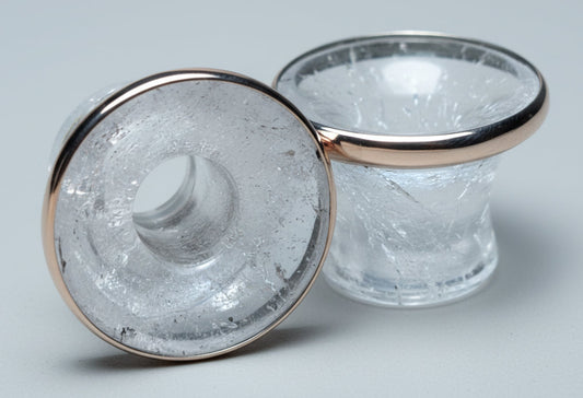 Orejeras mayas de cuarzo cristal y bisel plateado - Mandar a fabricar