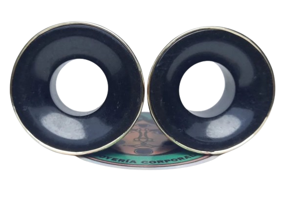 Black jade mayan flare plugs with gold bezel - Made to order 