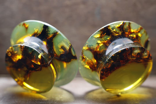 Chiapas Amber Mayan Flare Plugs - Made to order 