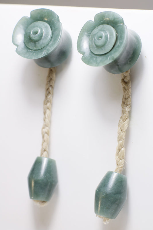Orejeras mayas de jade azul estilo Calakmul - Mandar a fabricar