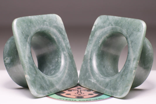 Square blue jade tunnels - Made to order