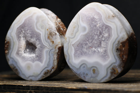 Gotas de Ágata con druza en 44mm - Listas para envío
