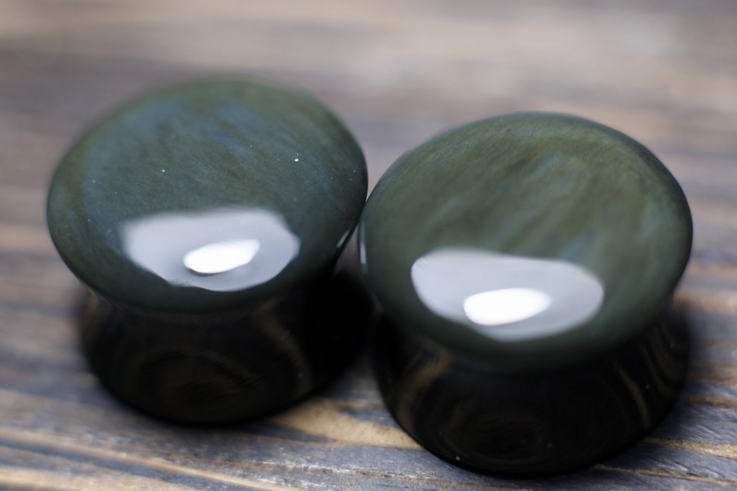 Huichol Mantle Obsidian Plugs 18mm - Ready to Ship