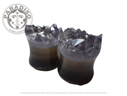 Druzy amethyst plugs - Made to order