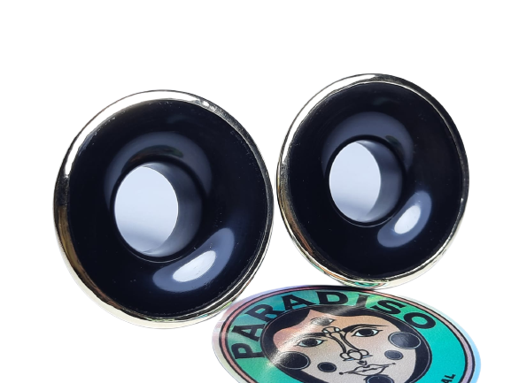Delrin and gold bezel on Mayan earmuffs - Order to manufacture