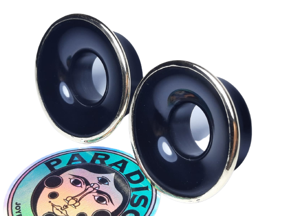 Delrin and gold bezel on Mayan earmuffs - Order to manufacture