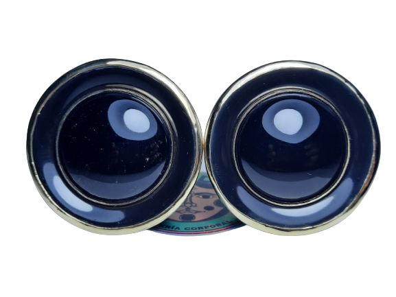 Delrin, double bezel and black obsidian inlay mayan flare plugs - Made to order