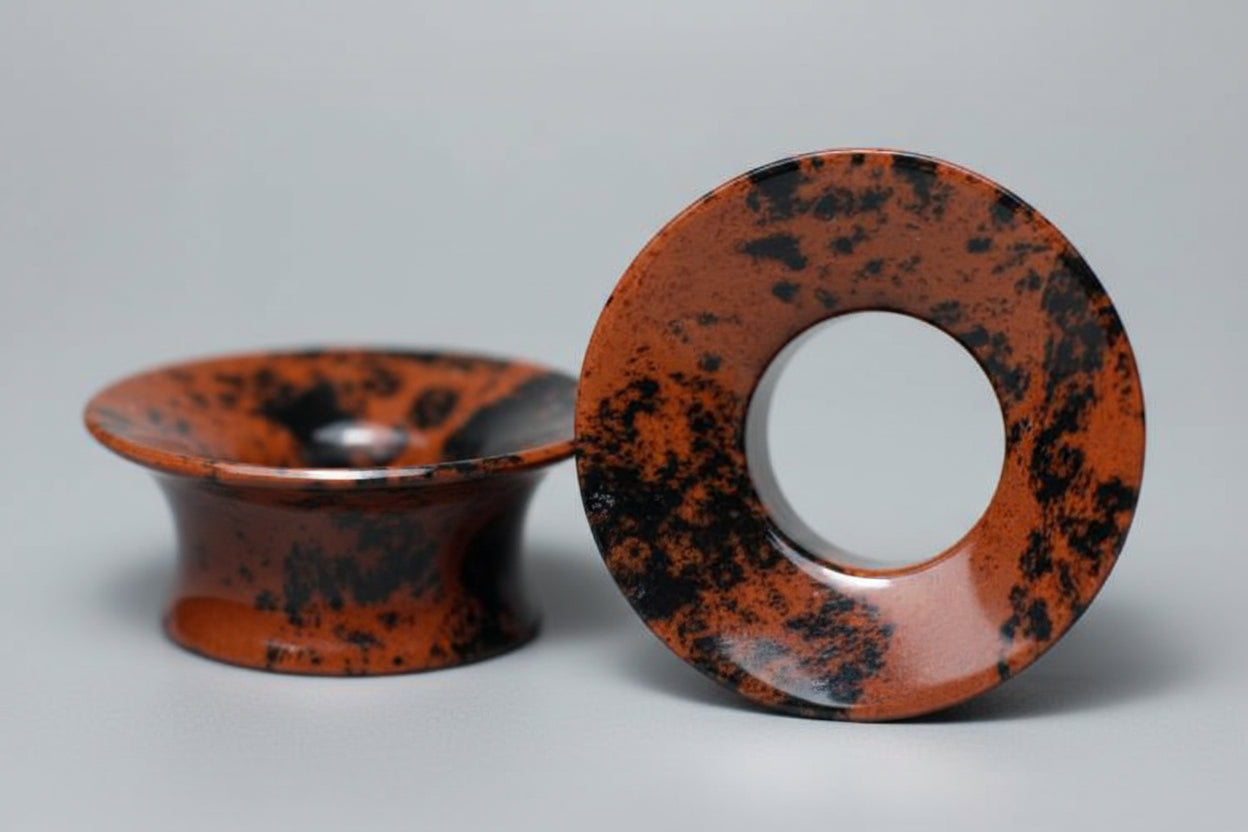 Orejeras de obsidiana mahogany - Mandar a fabricar