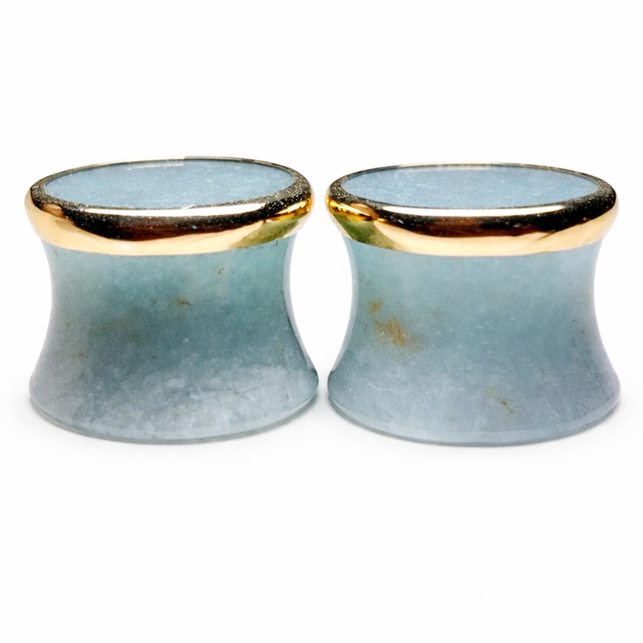 Plugs de jade azul y bisel dorado - Mandar a Fabricar
