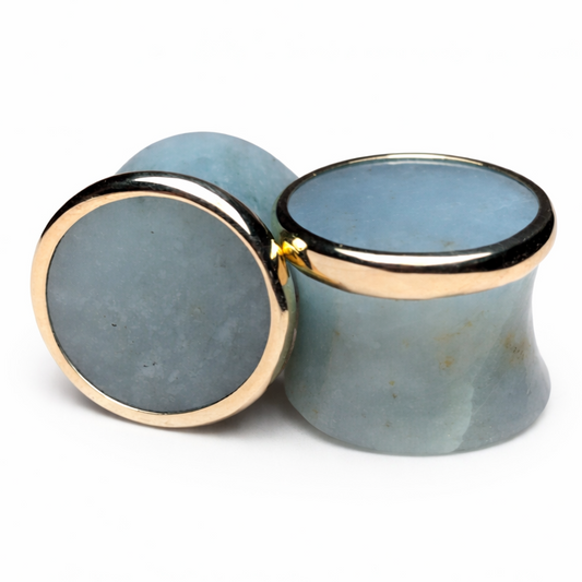Plugs de jade azul y bisel dorado - Mandar a Fabricar