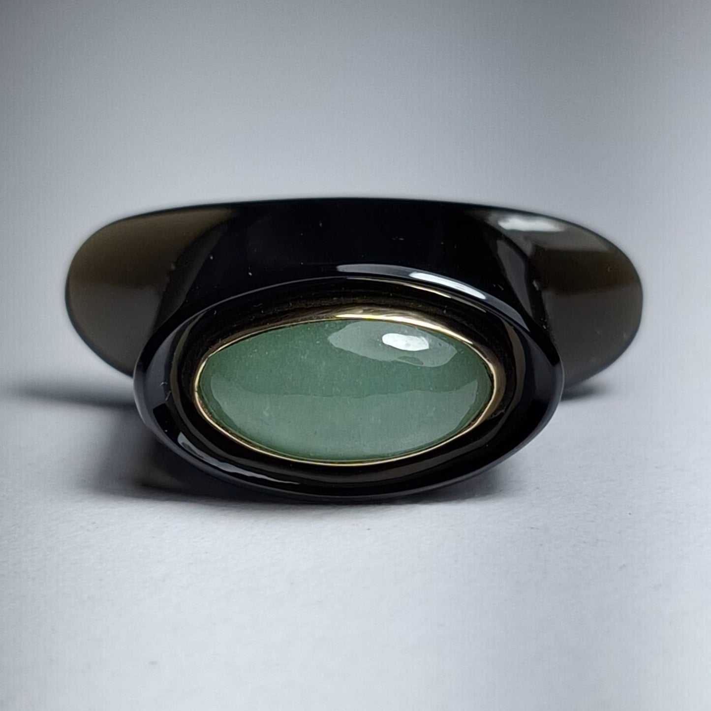 Bezote de Obsidiana negra y cuarzo verde ovalado/bizelado - Mandar a fabricar