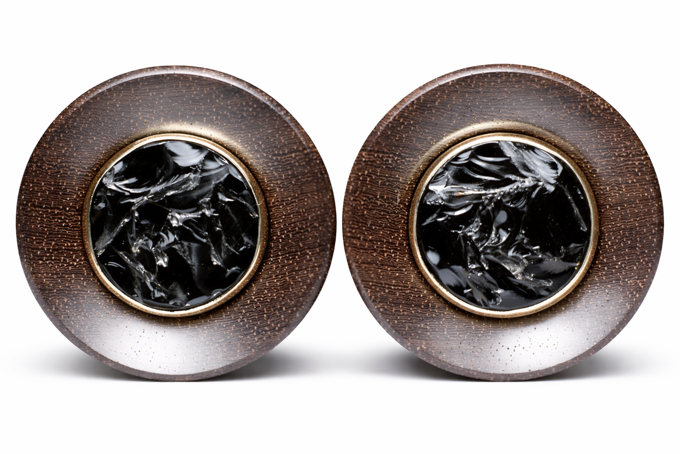 Plugs de Katalox, obsidiana natural y bisel dorado - Mandar a fabricar