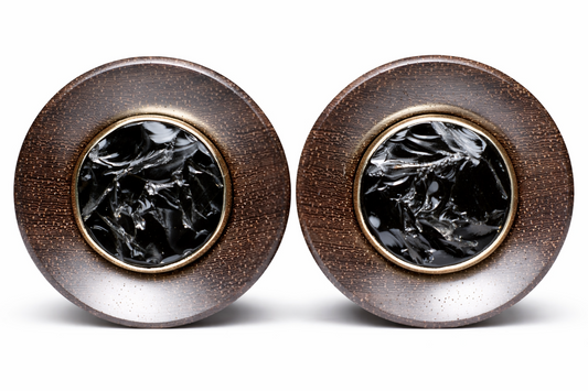 Plugs de Katalox, obsidiana natural y bisel dorado - Mandar a fabricar